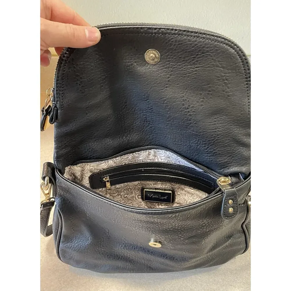 Moda Luxe Women’s Black Faux Leather Crossbody Bag Shoulder Bag Purse